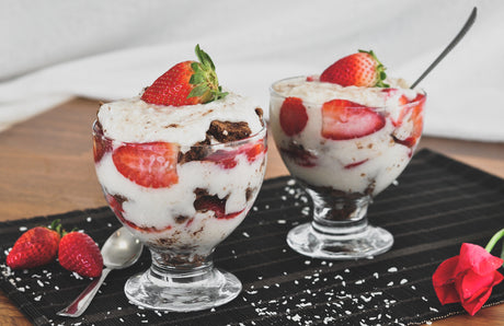 Strawberry-coconut glass dessert
