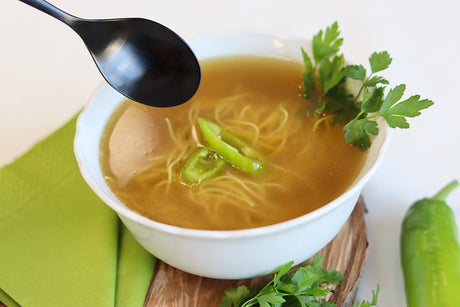 Warm up soup with vermicelli