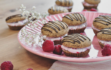 Raspberry-coconut ice cream muffins