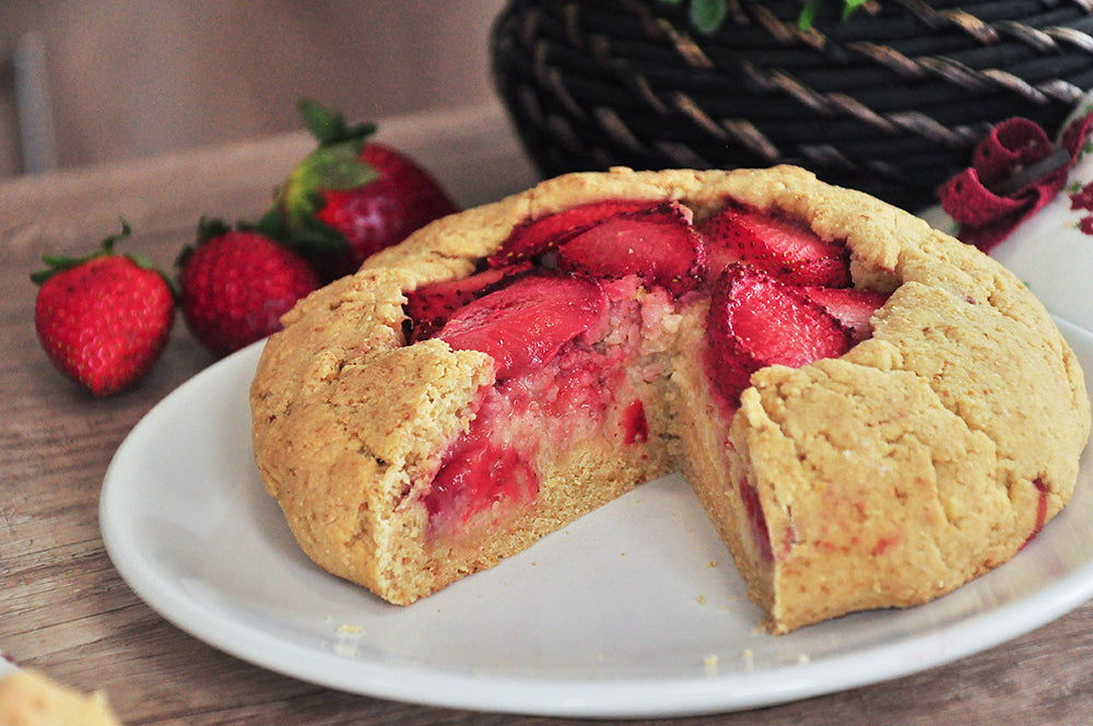 Strawberry galette with millet curd