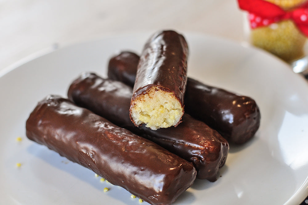"Túró Rudi" Chocolate coated vegan curd rolls