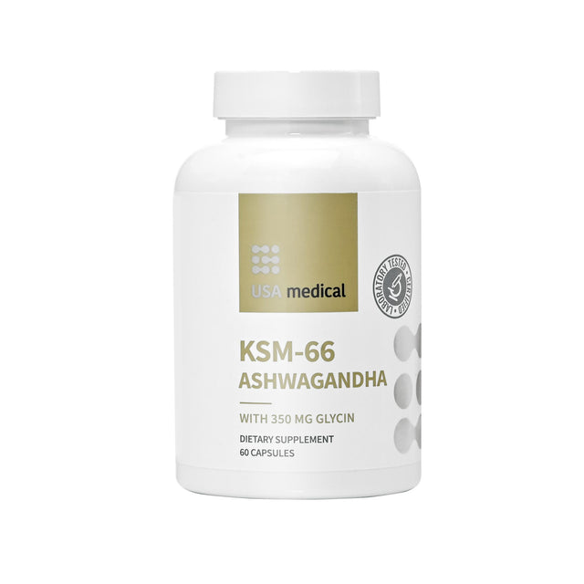 USA Medical Ashwagandha® KSM66 Capsule with Glycine 60 pcs
