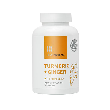 USA Medical Turmeric and Ginger Capsules with BioPerine® 60 pcs
