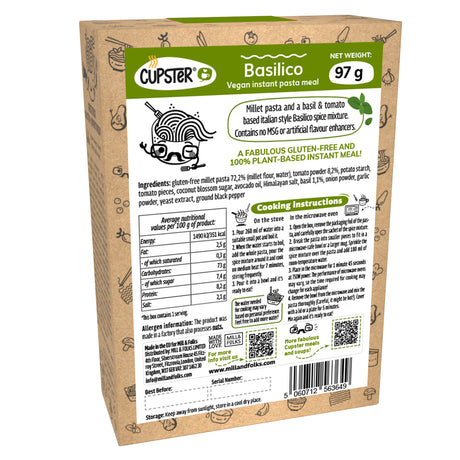 Cupster Instantní bazalkové těstoviny 97g