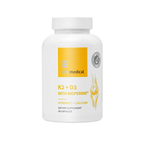 USA Medical K2+D3 Capsules with Bioperine® 60 pcs
