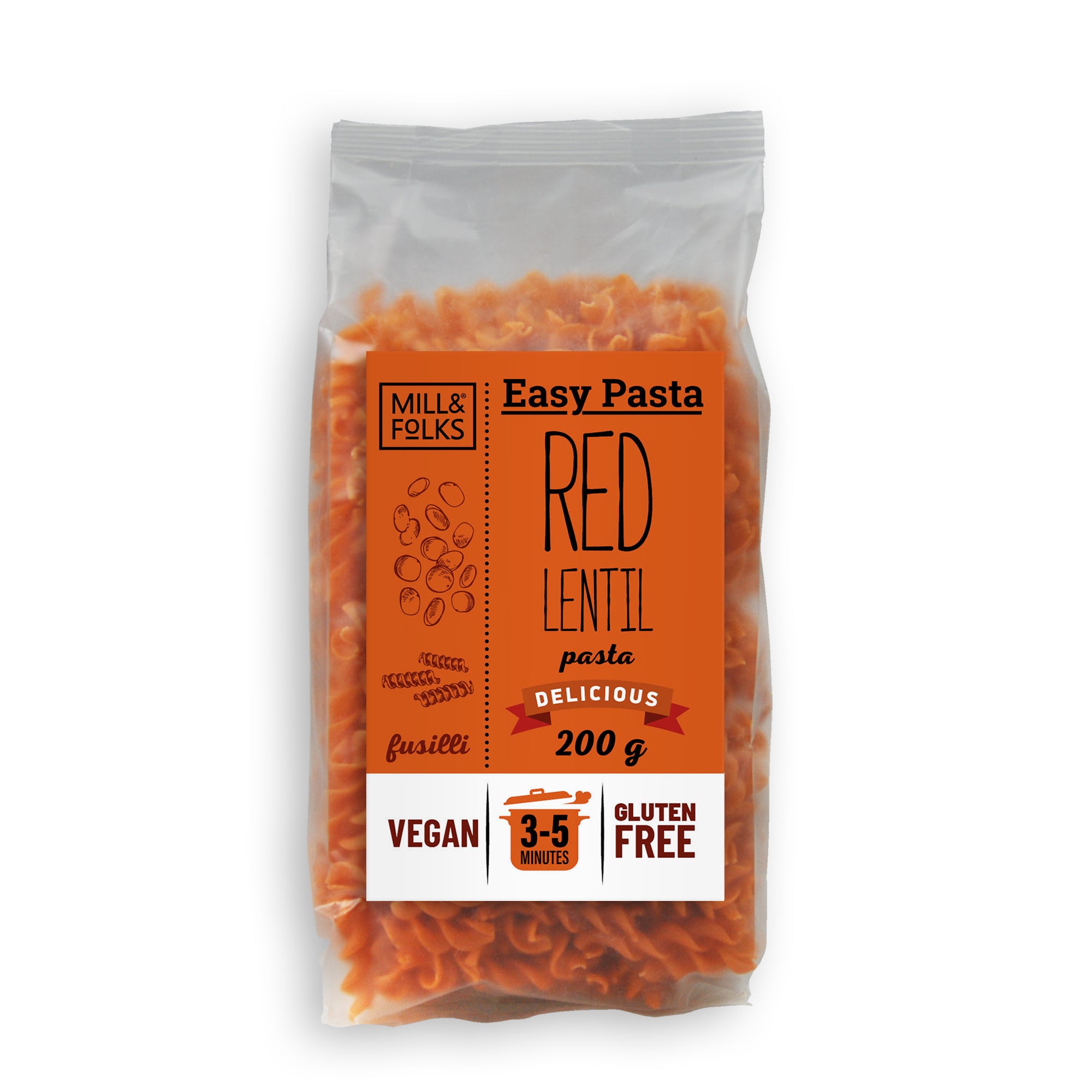 Easy Pasta Red lentil fusilli – Mill&Folks